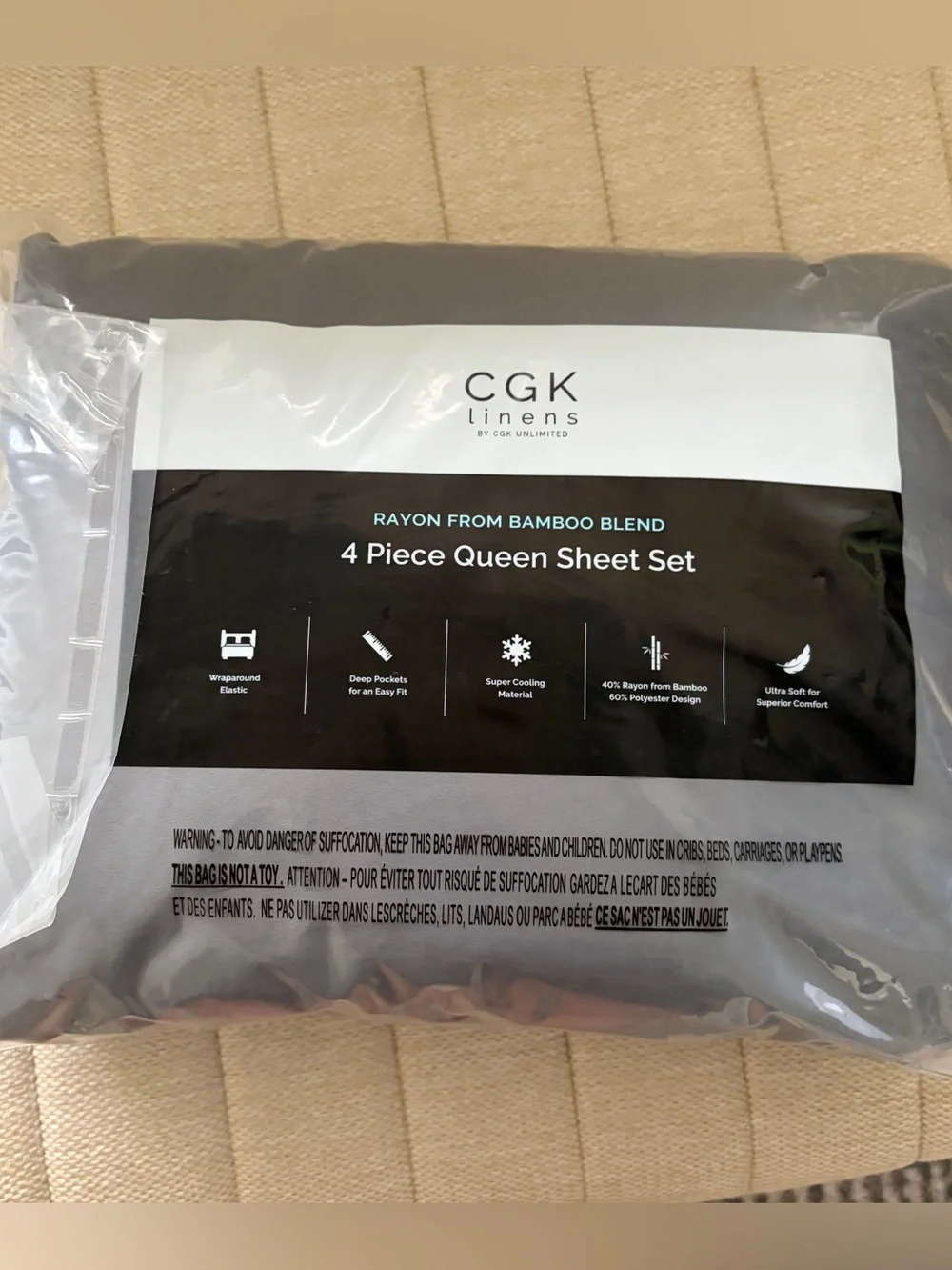 Que Dark Gray Bamboo Cooling Sheet Set - Smooth Breathable Bedding